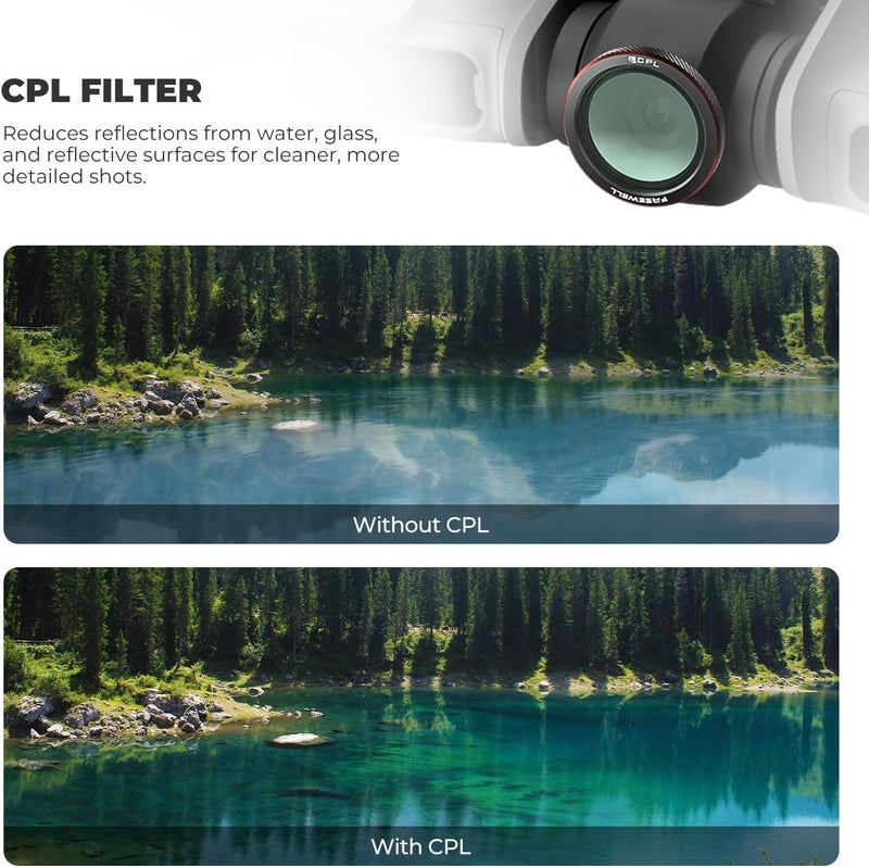 FreeWell فلترات مغناطيسية 3 عبوات لـ DJI Neo 2 – تشمل فلتر CPL (مستقطب) لتقليل الوهج، وفلتر UV لحماية العدسة، وفلتر Black Glow Mist 1/4 للتأثيرات السينمائية. - Image 4